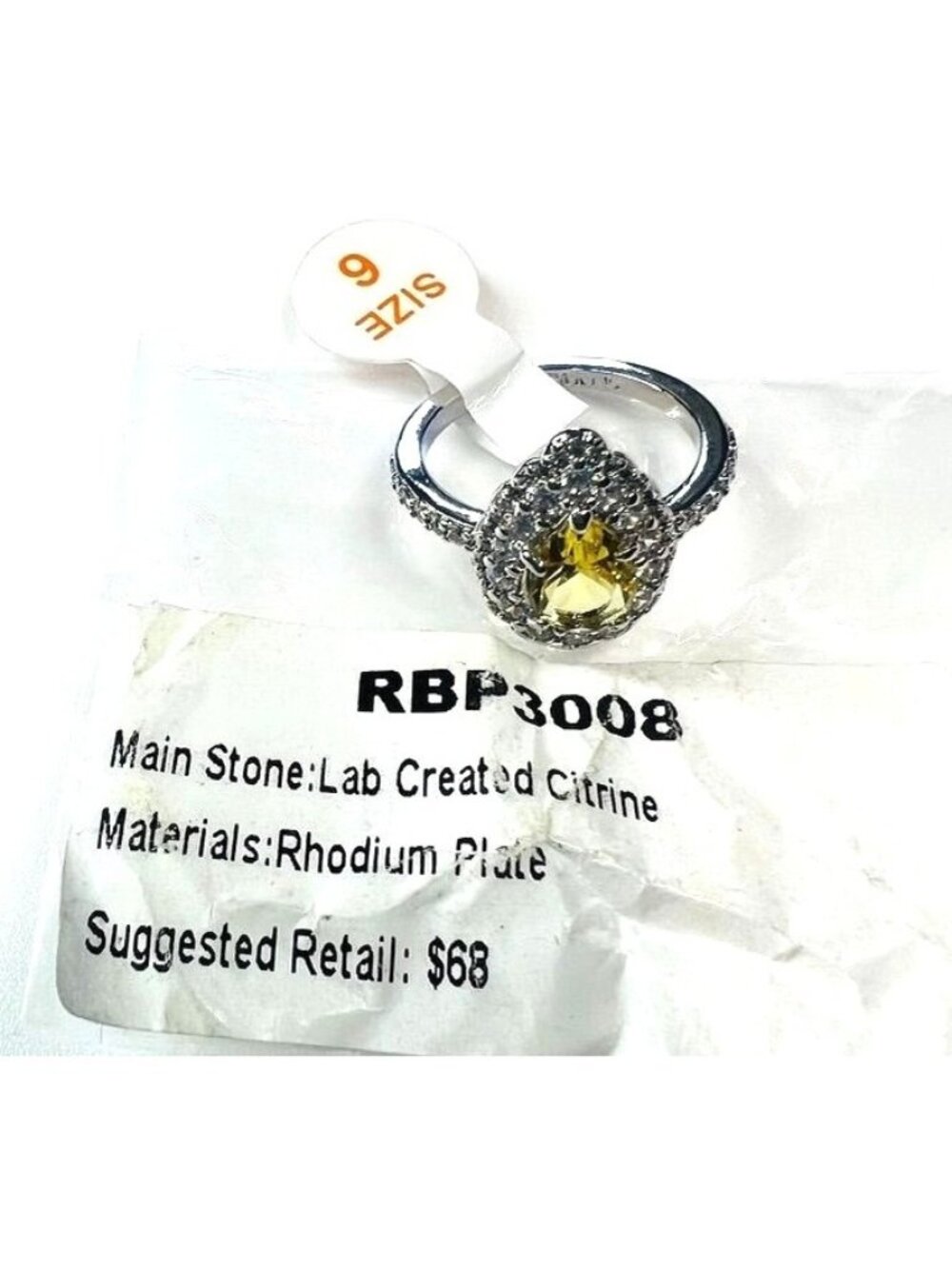 Ring Bomb Party Ring #3008  Size 6, LC Citrine fashion